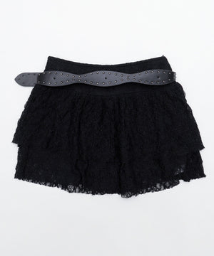 ベルト付きレースティアードスカート