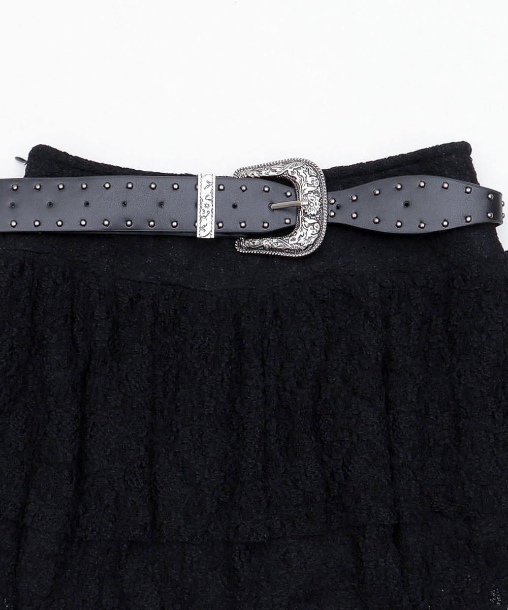 ベルト付きレースティアードスカート