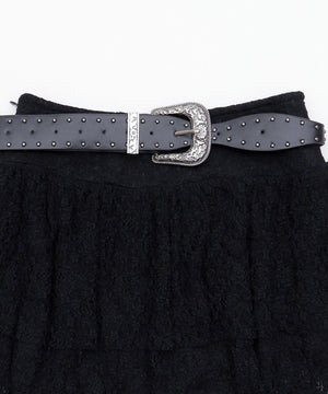 ベルト付きレースティアードスカート