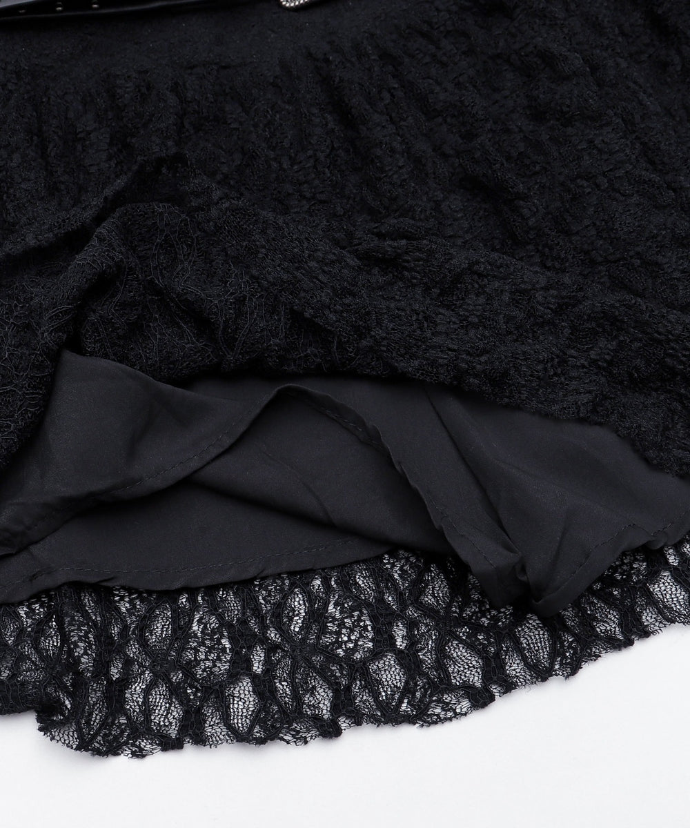 ベルト付きレースティアードスカート