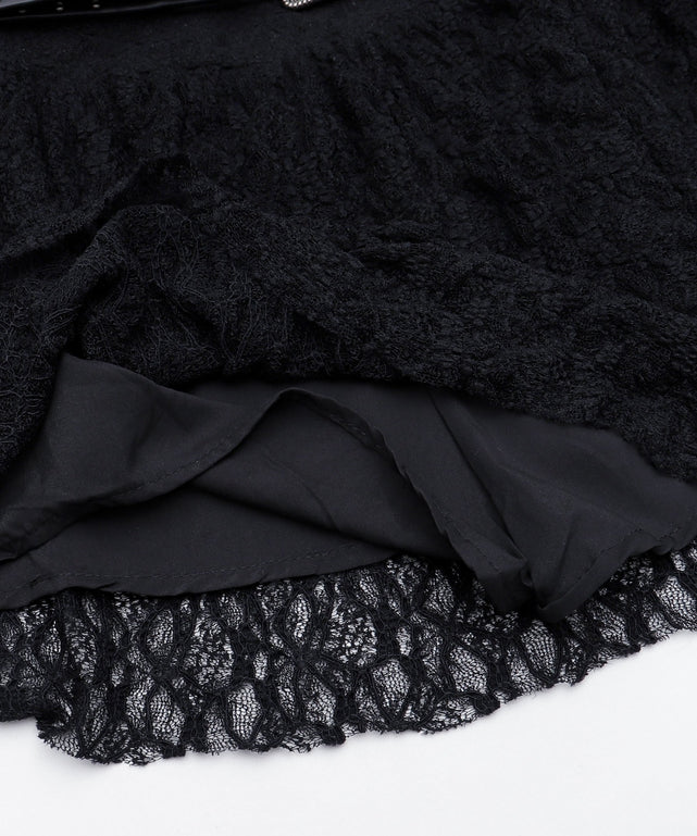 ベルト付きレースティアードスカート