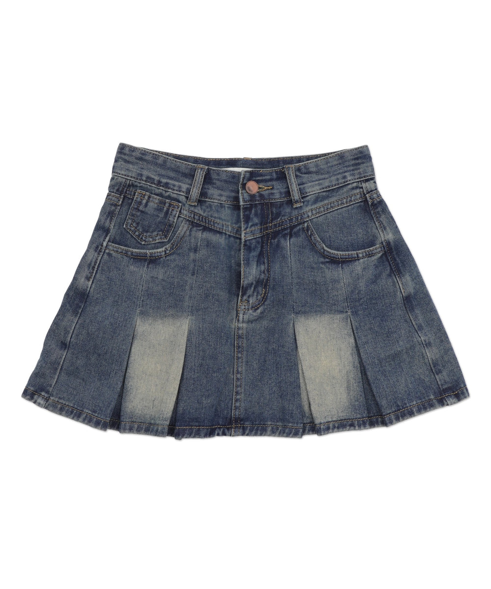 タックプリーツデニムミニスカパン