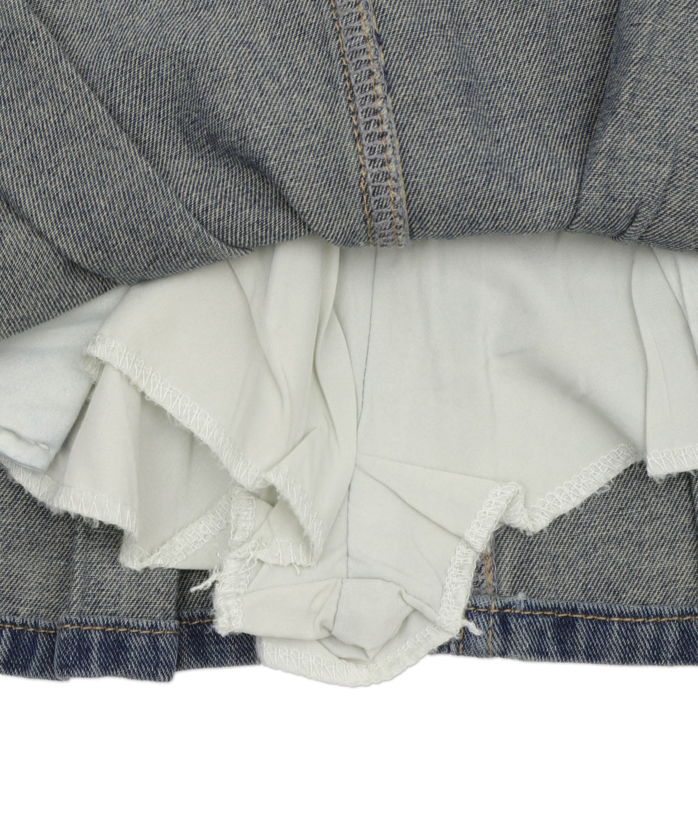 タックプリーツデニムミニスカパン