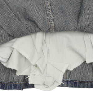 タックプリーツデニムミニスカパン