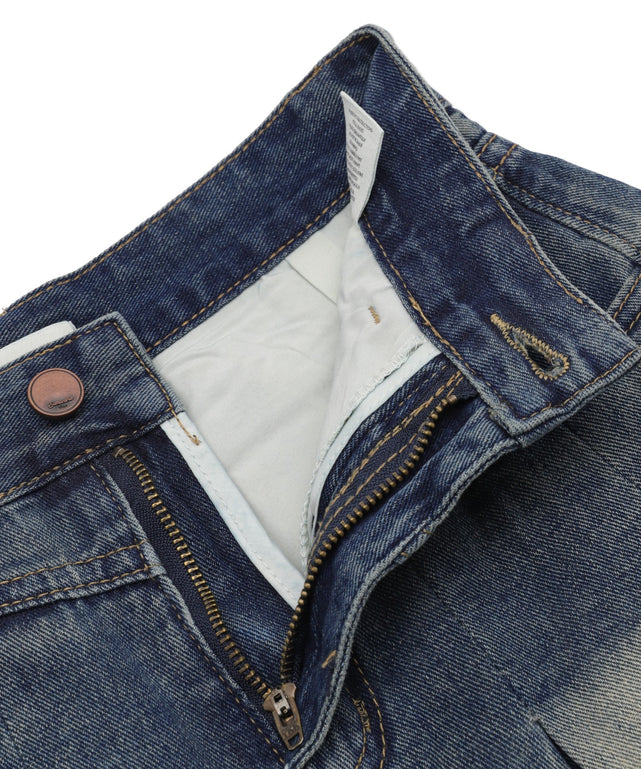 タックプリーツデニムミニスカパン