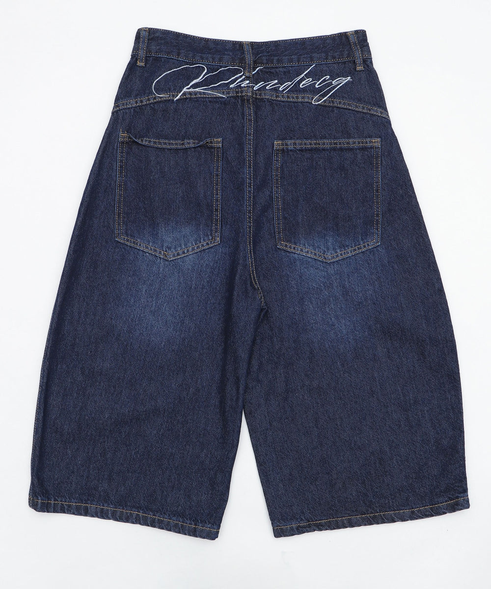 バック刺繍ロゴワイドハーフパンツ