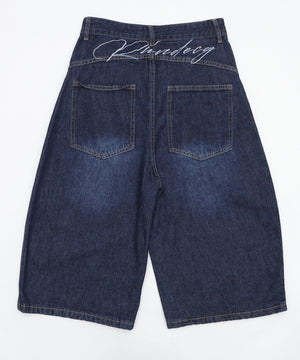 バック刺繍ロゴワイドハーフパンツ