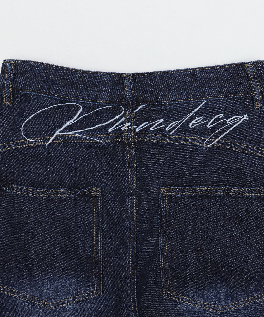 バック刺繍ロゴワイドハーフパンツ