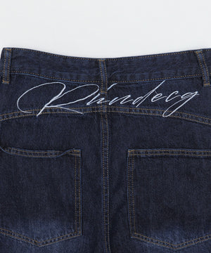 バック刺繍ロゴワイドハーフパンツ