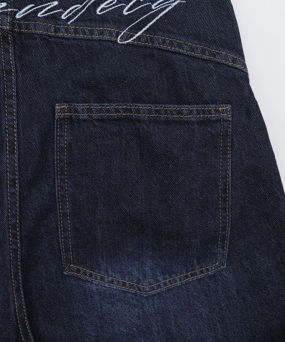 バック刺繍ロゴワイドハーフパンツ