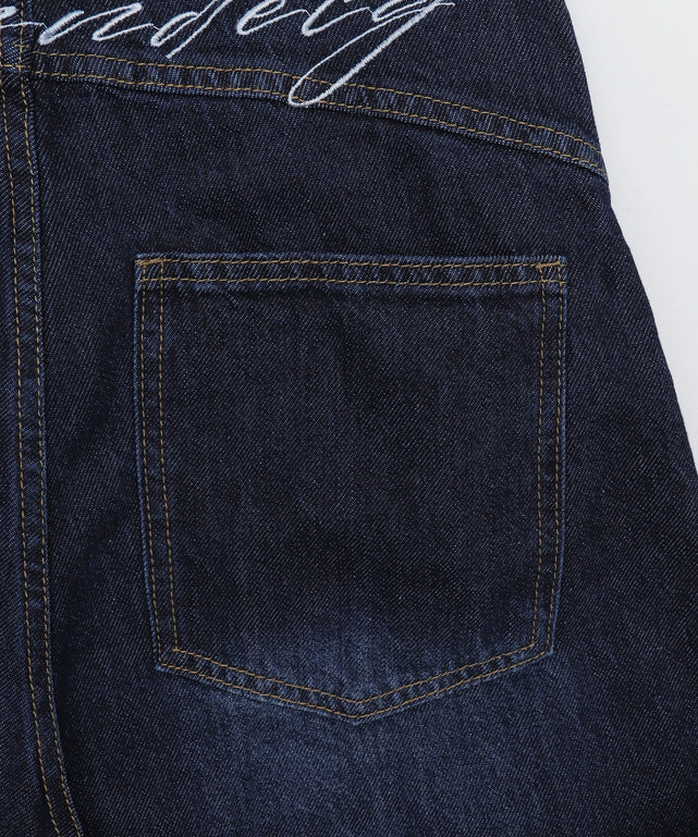 バック刺繍ロゴワイドハーフパンツ