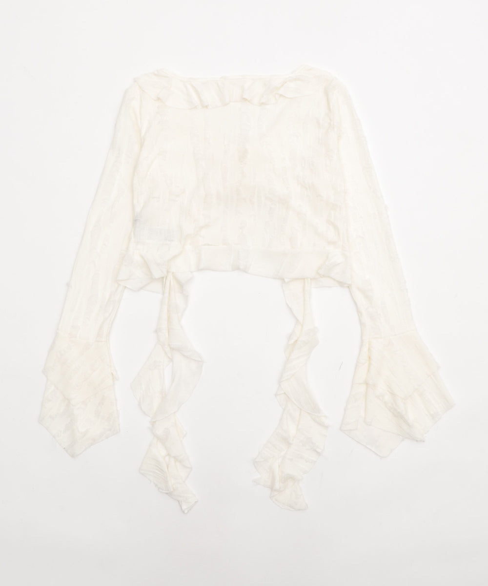 ダメージフリルヘムLSカーデ