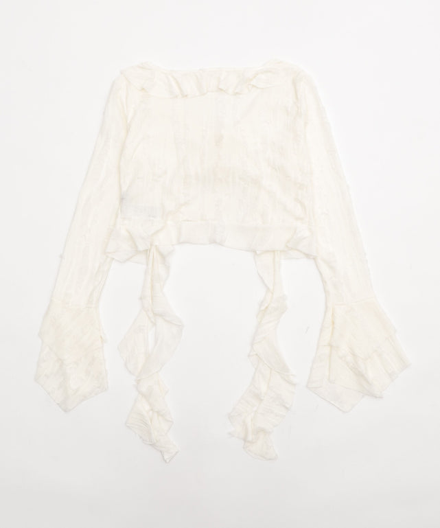 ダメージフリルヘムLSカーデ