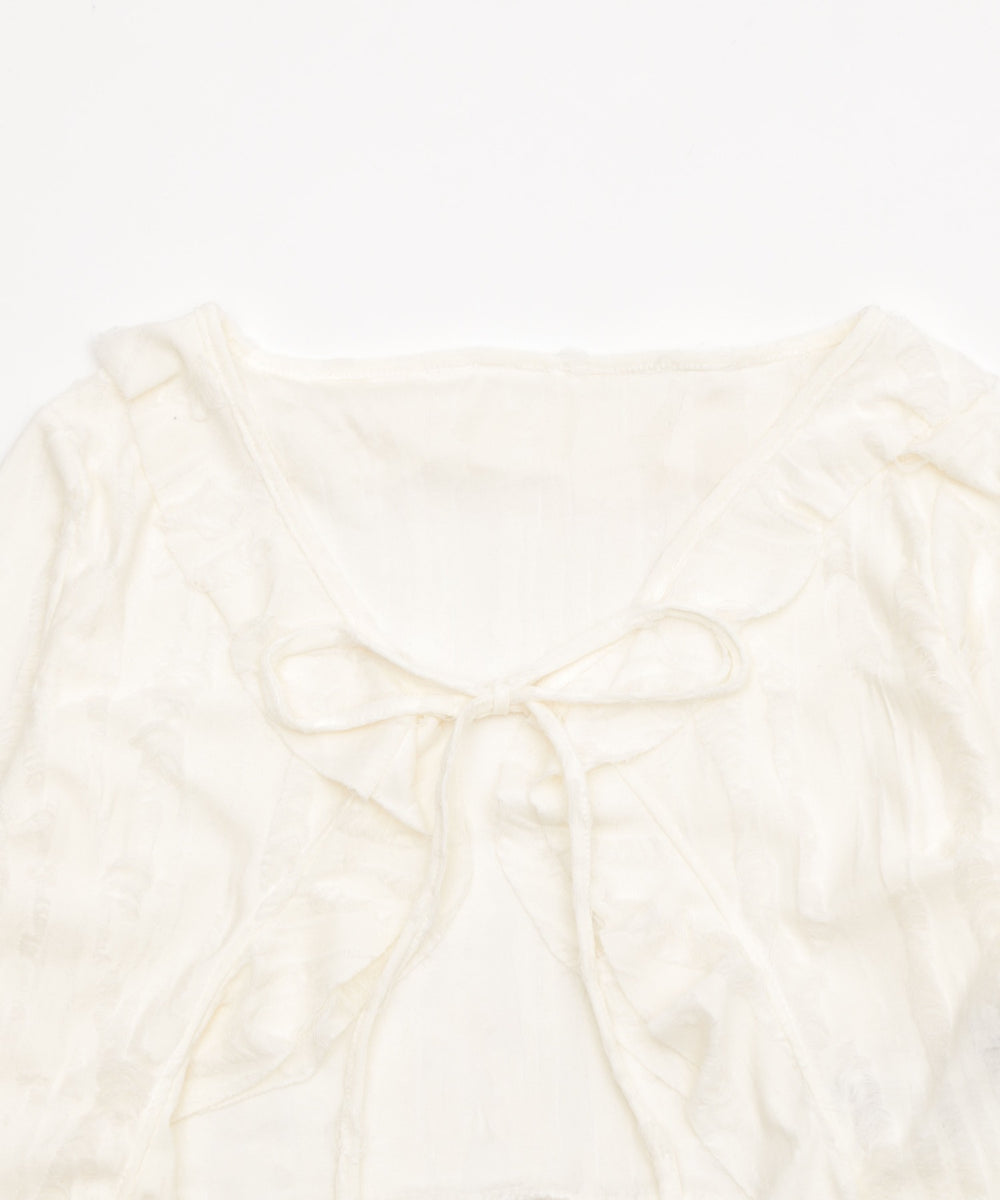 ダメージフリルヘムLSカーデ