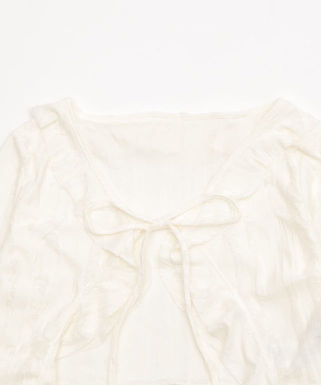 ダメージフリルヘムLSカーデ