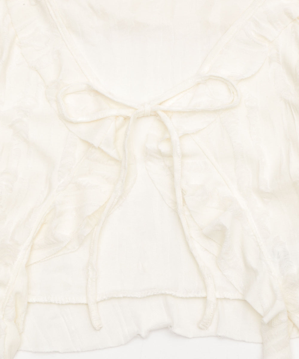 ダメージフリルヘムLSカーデ