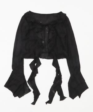 ダメージフリルヘムLSカーデ