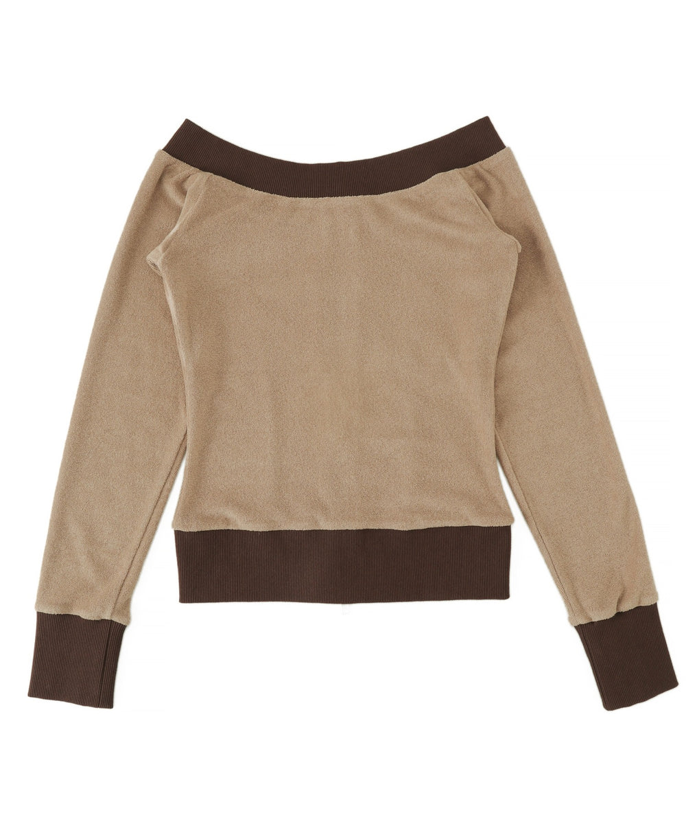 ラメ刺繍ロゴWジップトップ