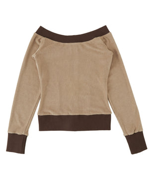 ラメ刺繍ロゴWジップトップ