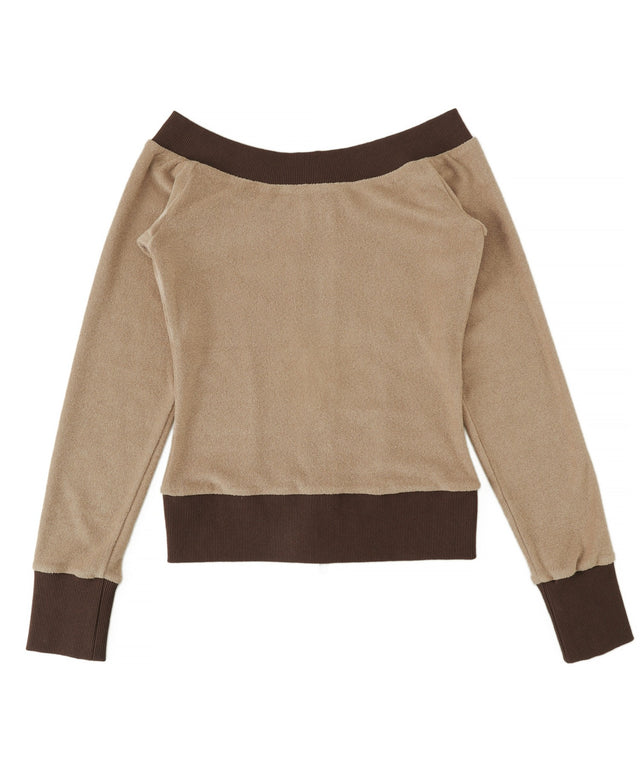 ラメ刺繍ロゴWジップトップ