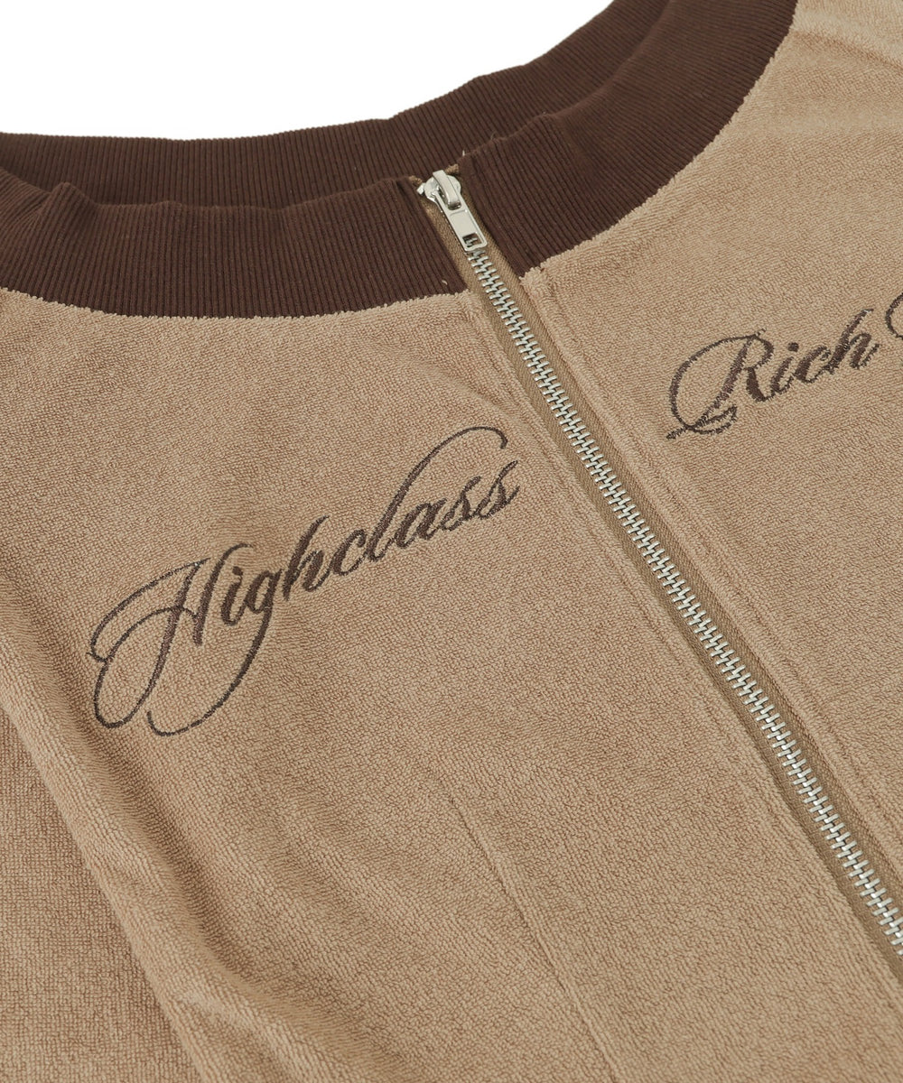 ラメ刺繍ロゴWジップトップ