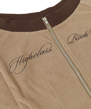 ラメ刺繍ロゴWジップトップ