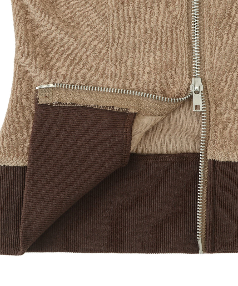 ラメ刺繍ロゴWジップトップ