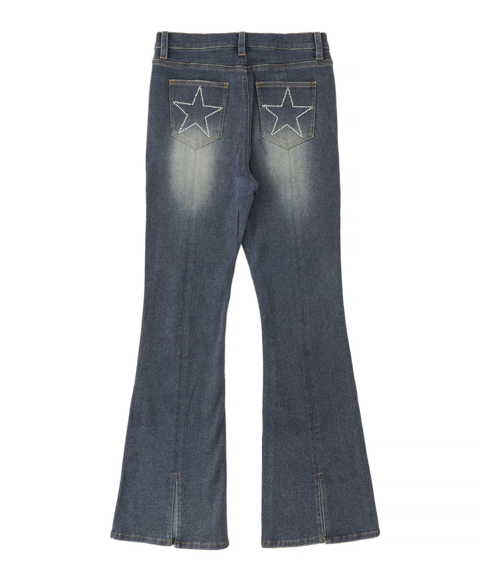 スターポケットラインストーンデニム