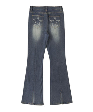 スターポケットラインストーンデニム
