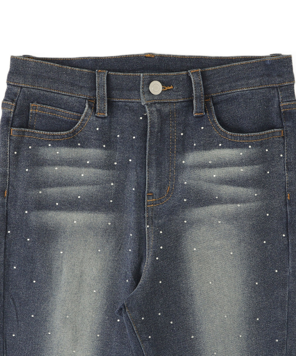 スターポケットラインストーンデニム