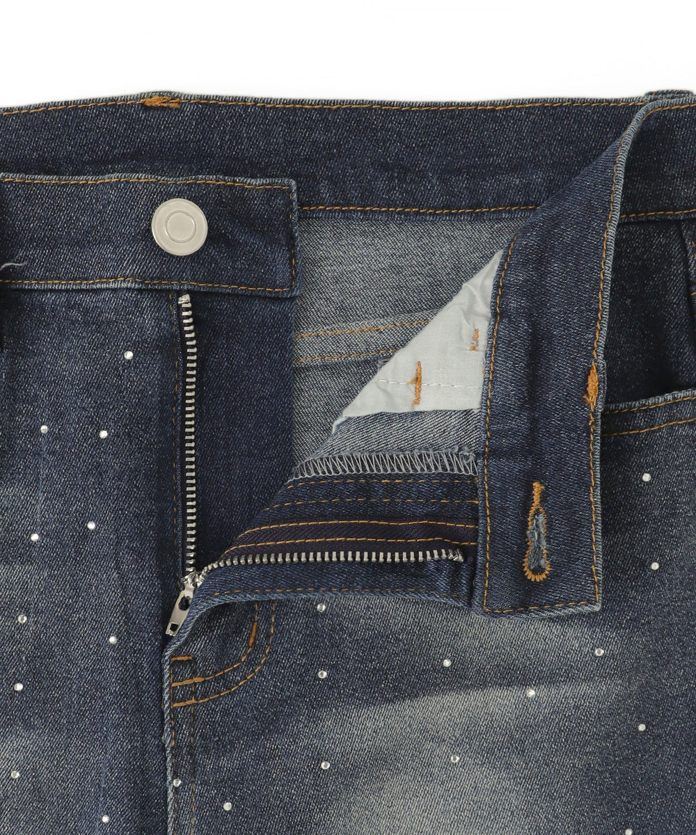 スターポケットラインストーンデニム
