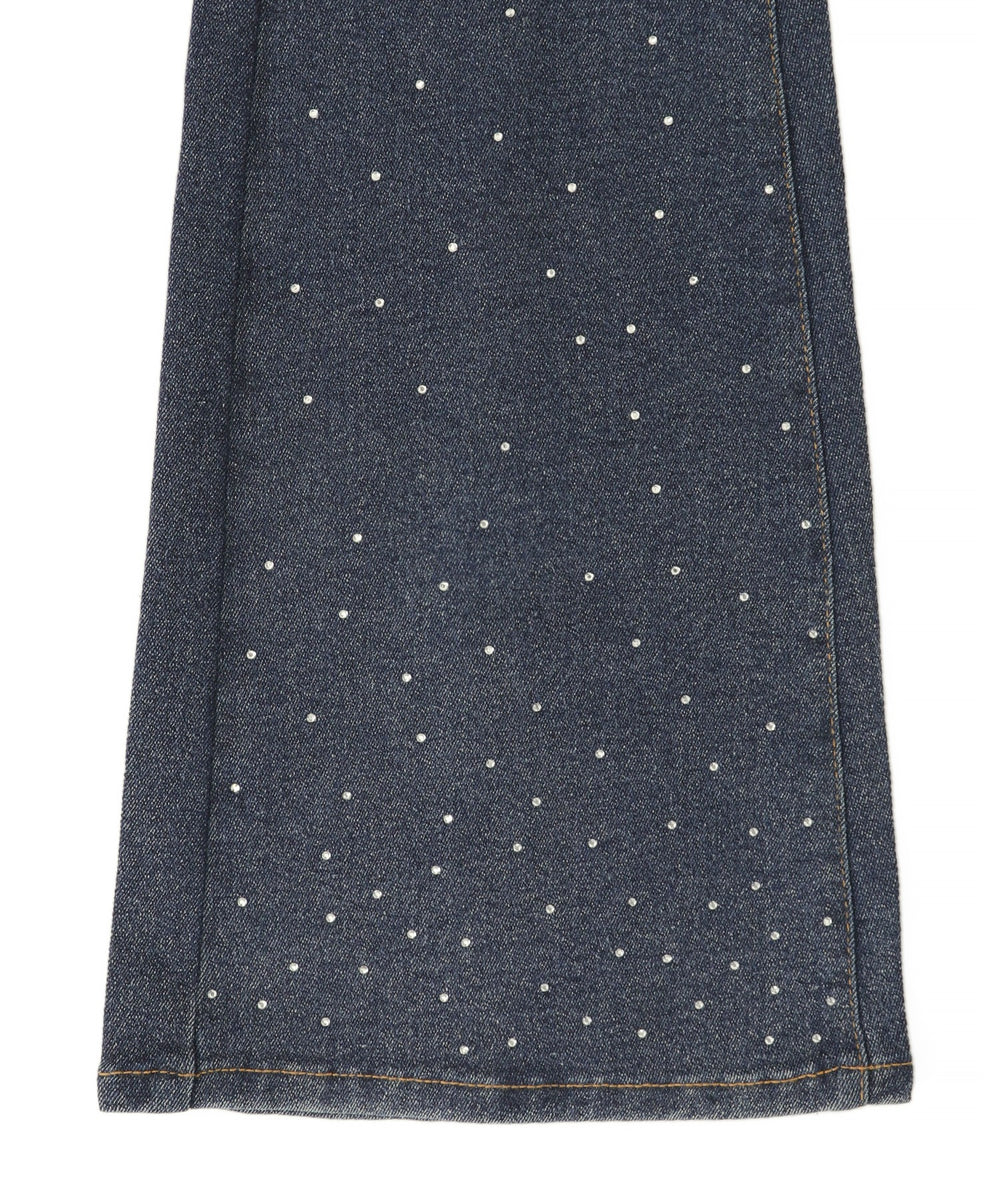 スターポケットラインストーンデニム