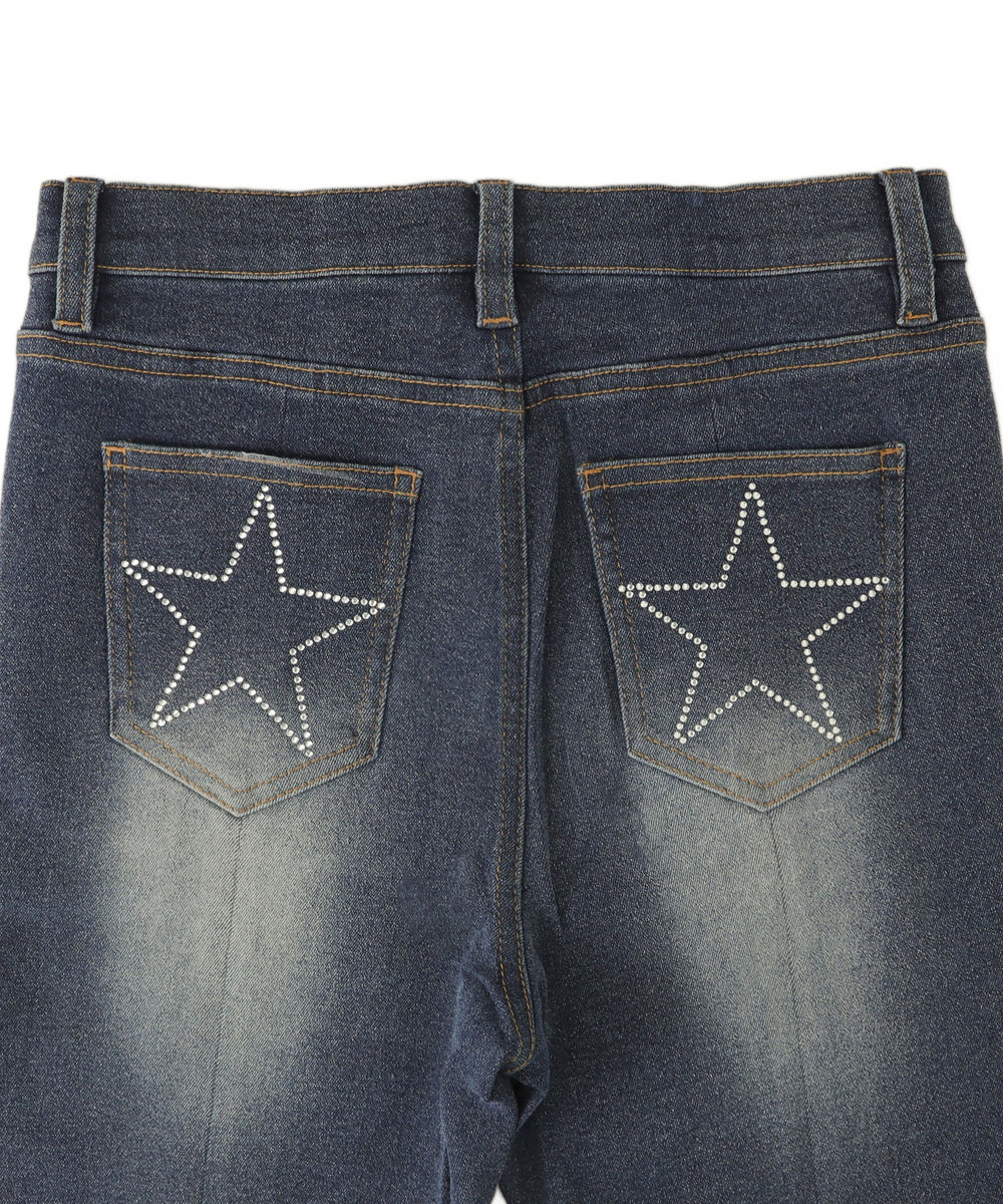 スターポケットラインストーンデニム