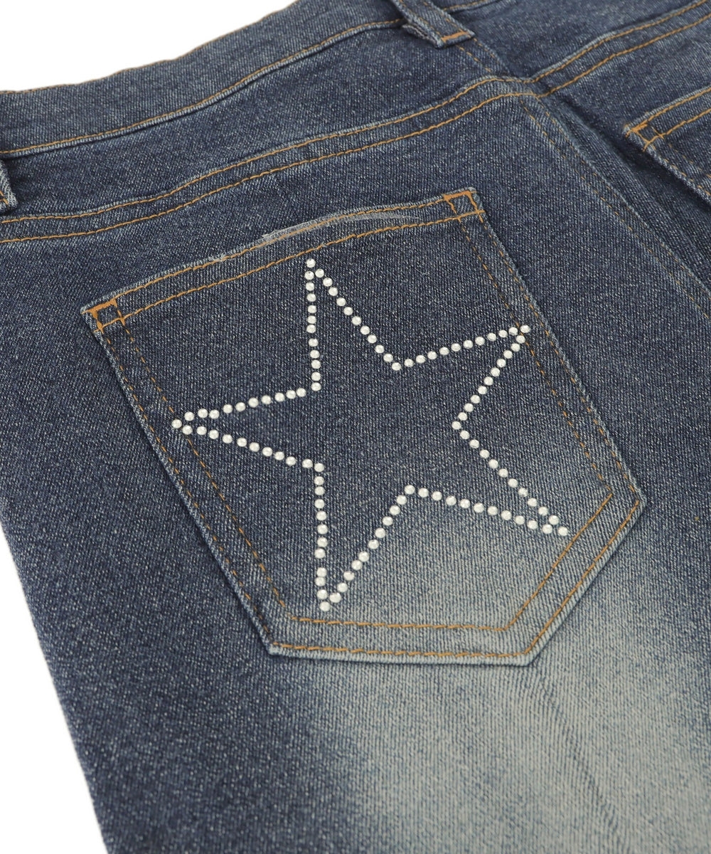 スターポケットラインストーンデニム
