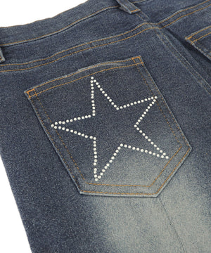 スターポケットラインストーンデニム