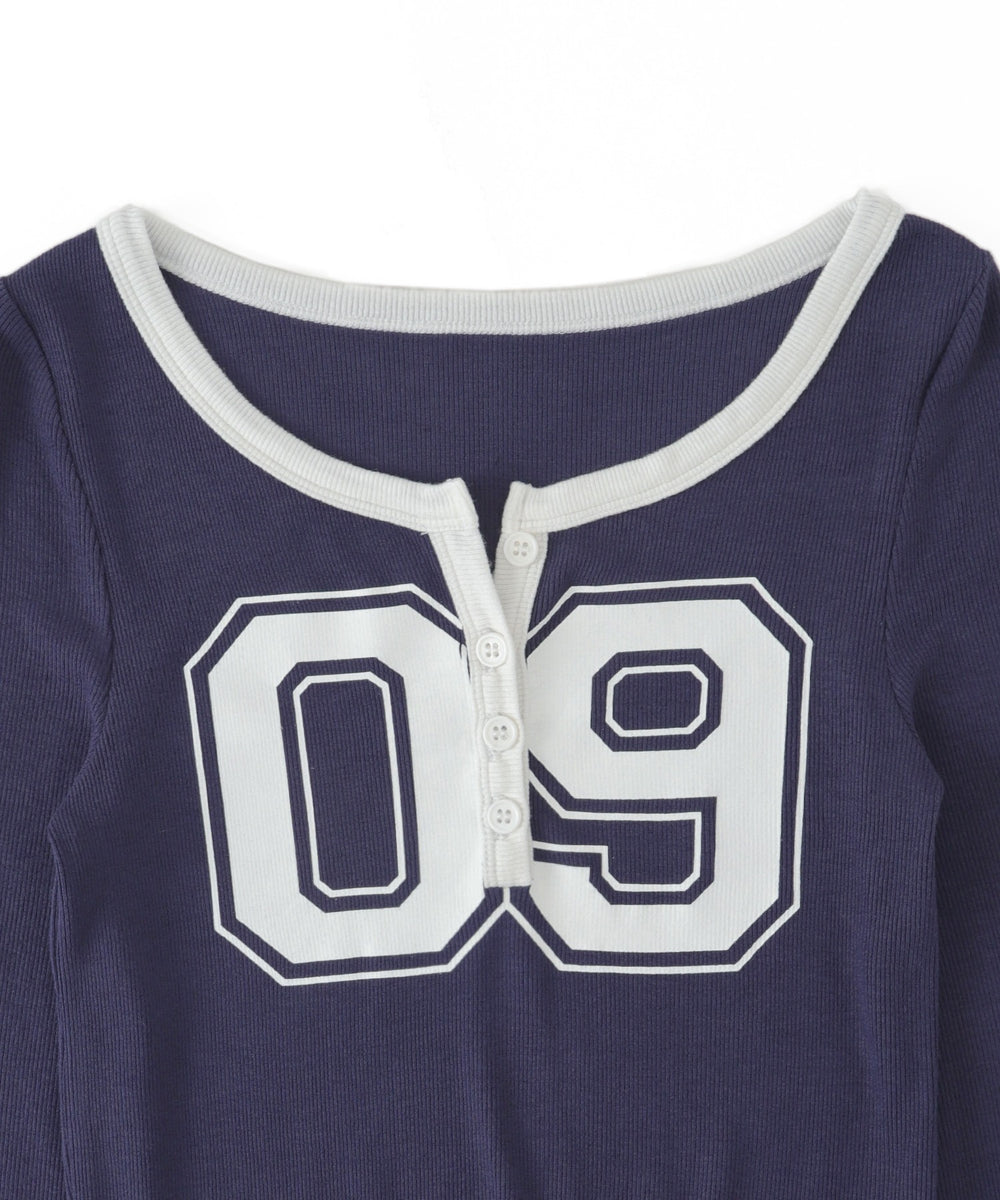 ナンバリングガーターリブトップス