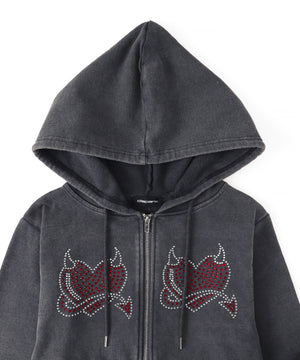 HEARTDEVILピグメントパーカー