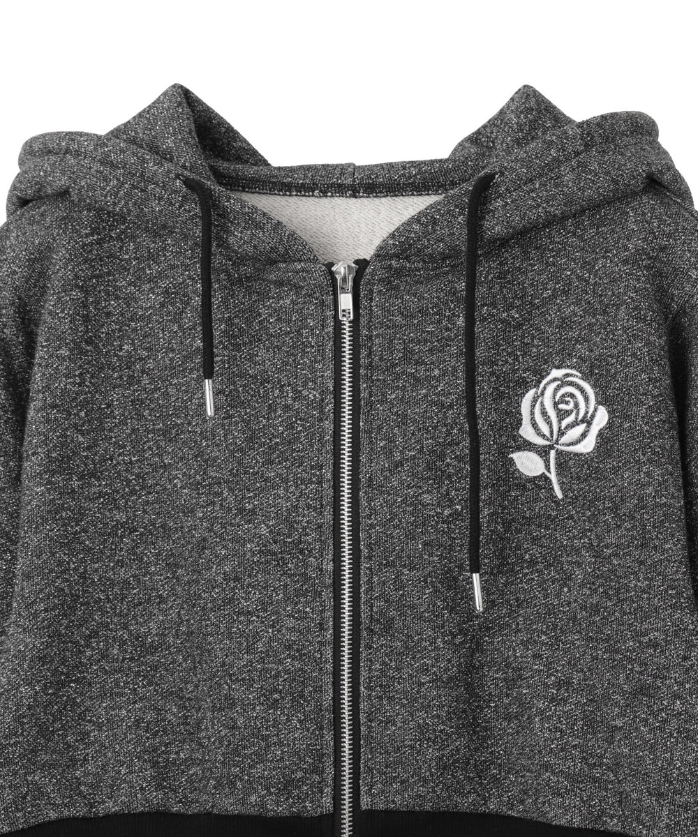 ローズ刺繍ビジューパーカー