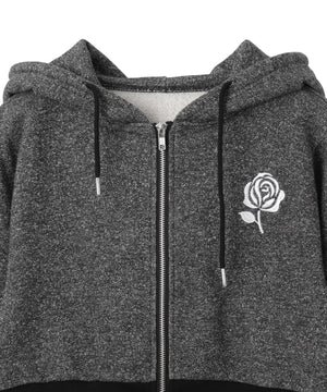 ローズ刺繍ビジューパーカー