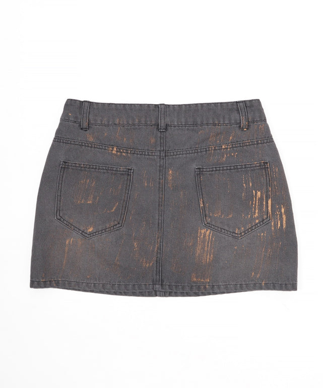 フォイルコーティングデニムミニスカパン