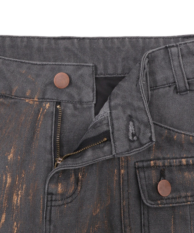 フォイルコーティングデニムミニスカパン