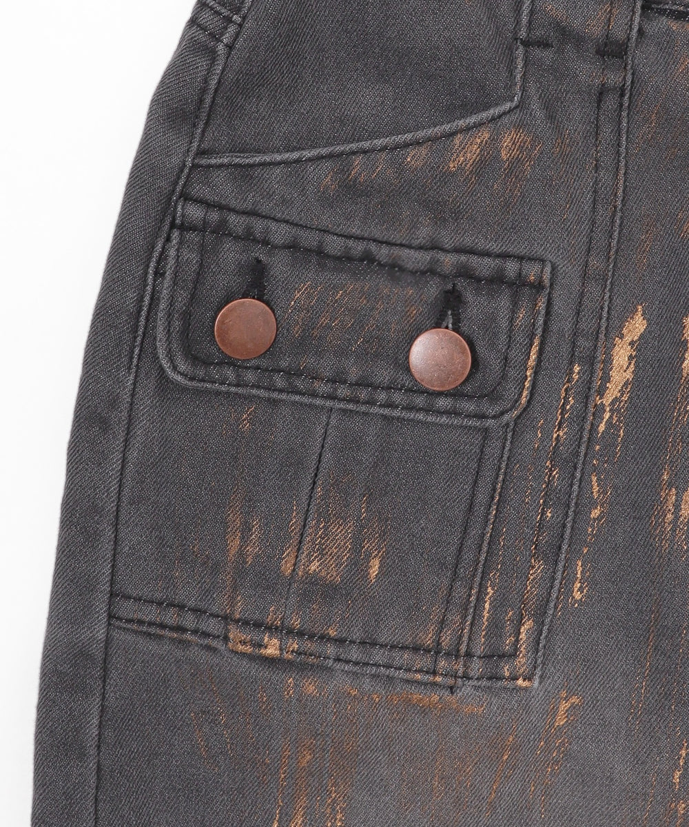 フォイルコーティングデニムミニスカパン