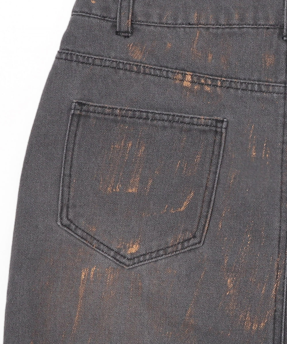 フォイルコーティングデニムミニスカパン