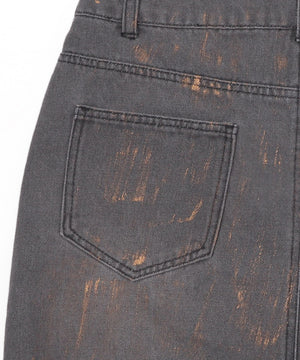 フォイルコーティングデニムミニスカパン