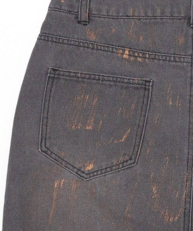 フォイルコーティングデニムミニスカパン