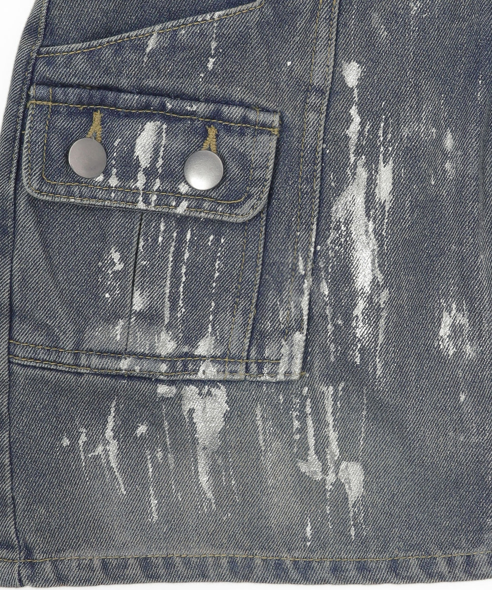 フォイルコーティングデニムミニスカパン