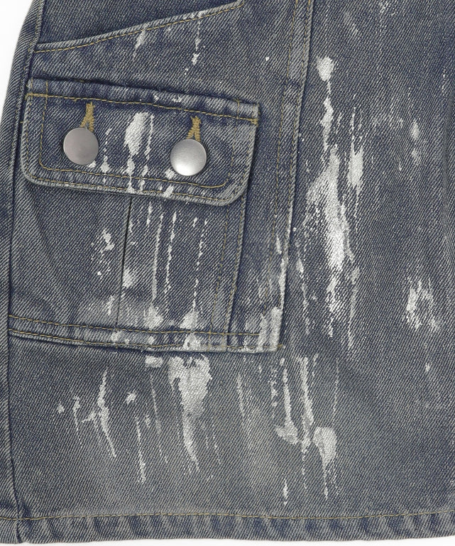 フォイルコーティングデニムミニスカパン