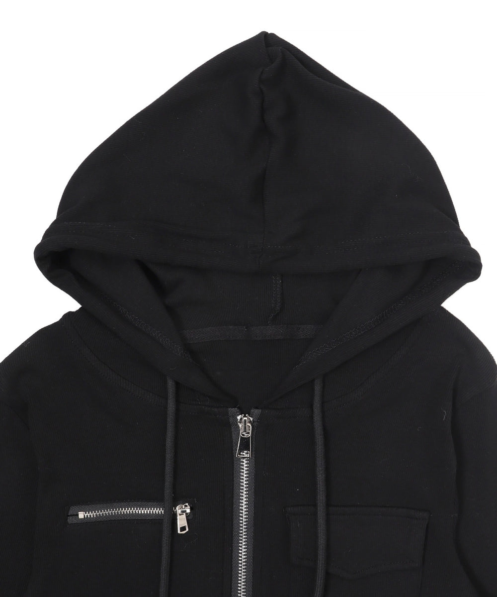 Wジップクロップドピチパーカー