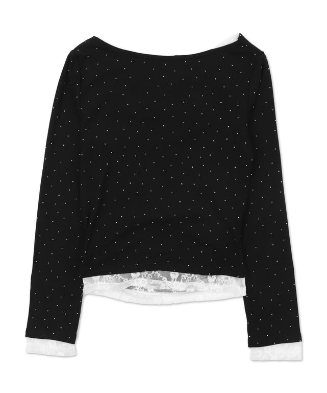 ビジューレースFレイヤードトップス