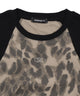 ブローチ付きサイドギャザーレオパードトップ